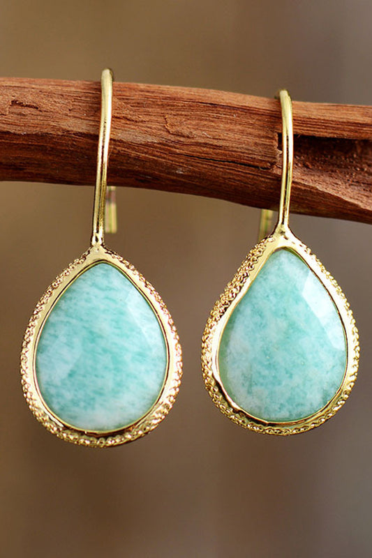 18K Gold-Plated Natural Stone Teardrop Earrings