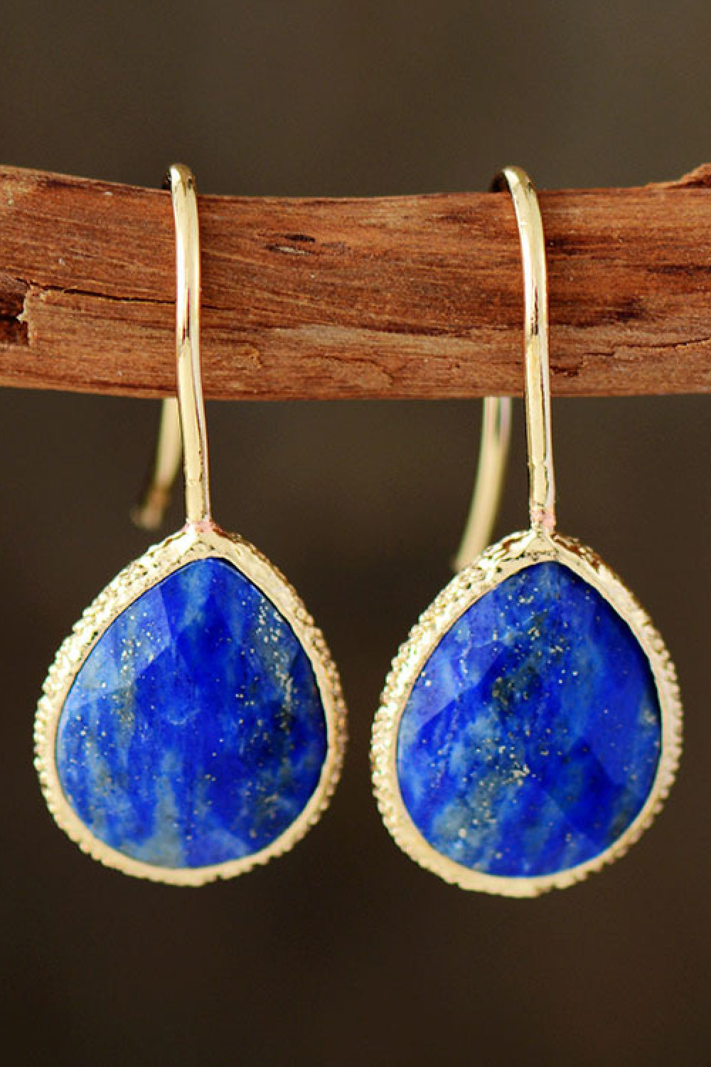 18K Gold-Plated Natural Stone Teardrop Earrings