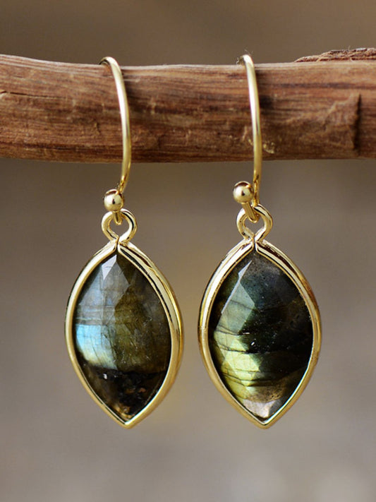 18K Gold-Plated Natural Stone Dangle Earrings