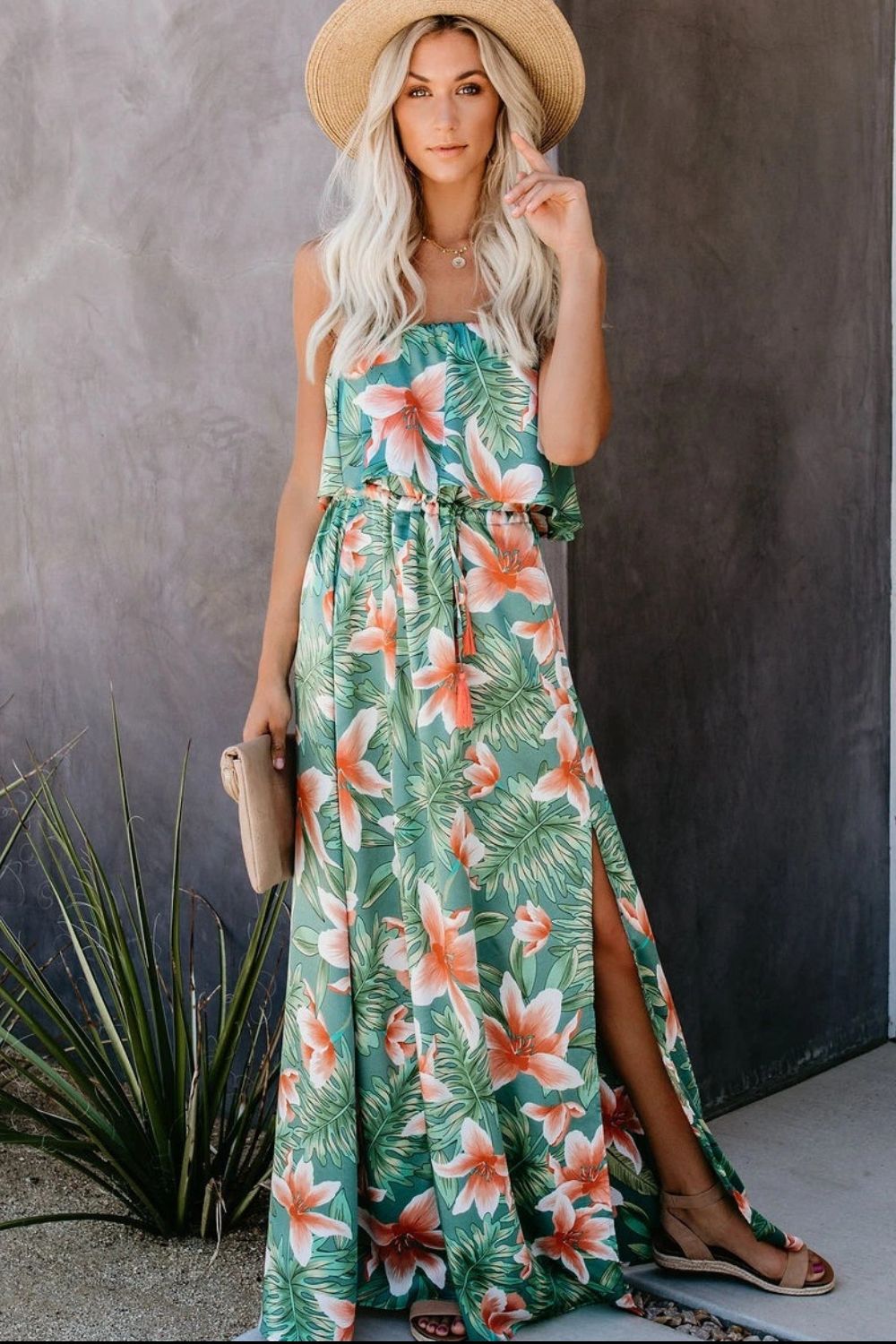 Tropical Sleeveless Tube Dress