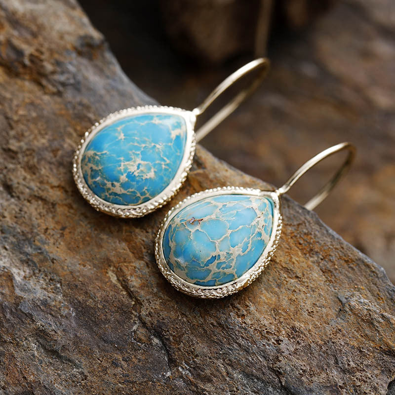 Copper Natural Stone Teardrop Earrings