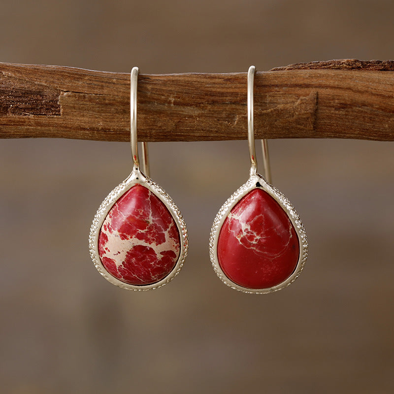 Copper Natural Stone Teardrop Earrings