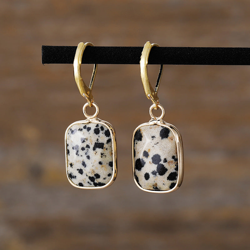 18K Gold-Plated Natural Stone Dangle Earrings