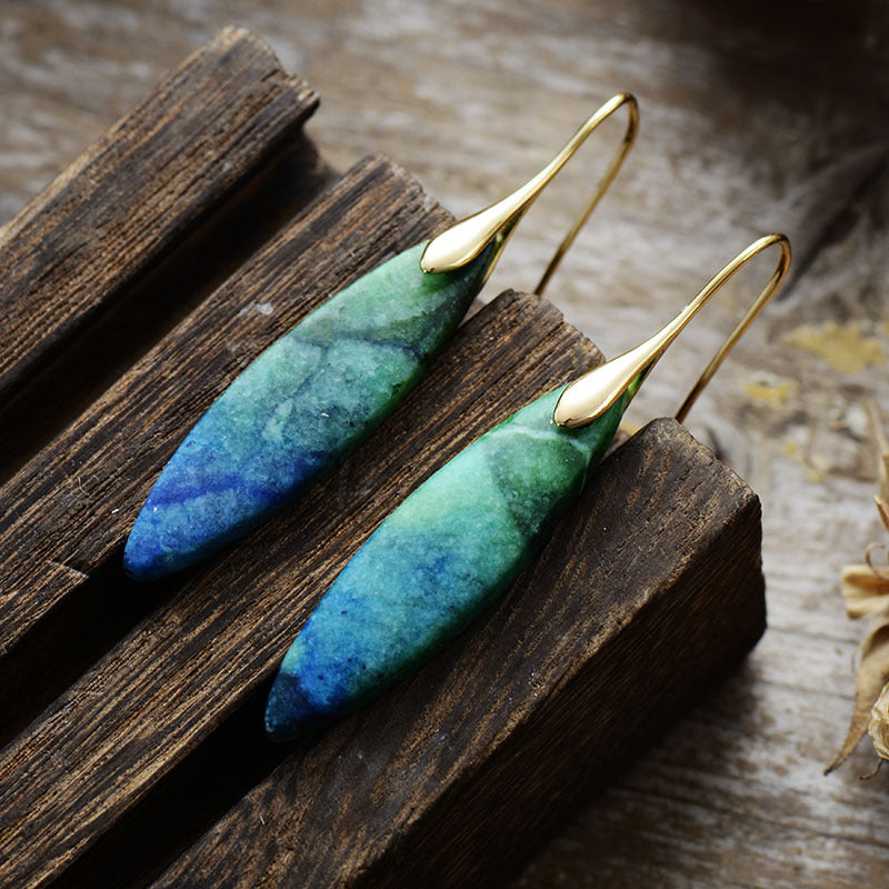 18K Gold-Plated Natural Stone Earrings