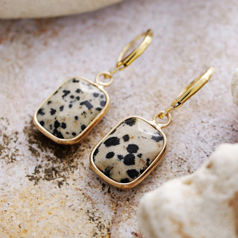 18K Gold-Plated Natural Stone Dangle Earrings