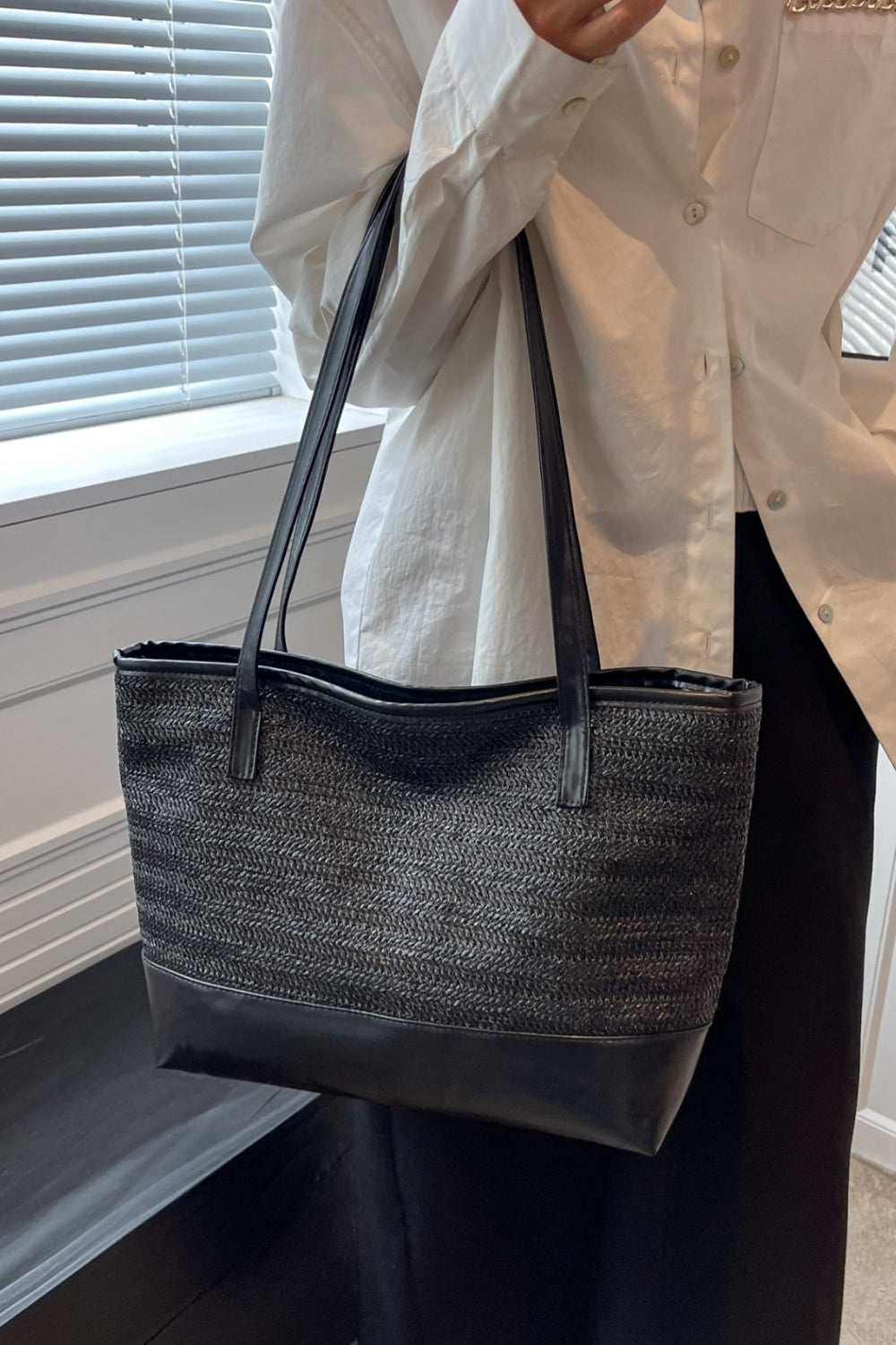 Leather Straps Large Tote Bag