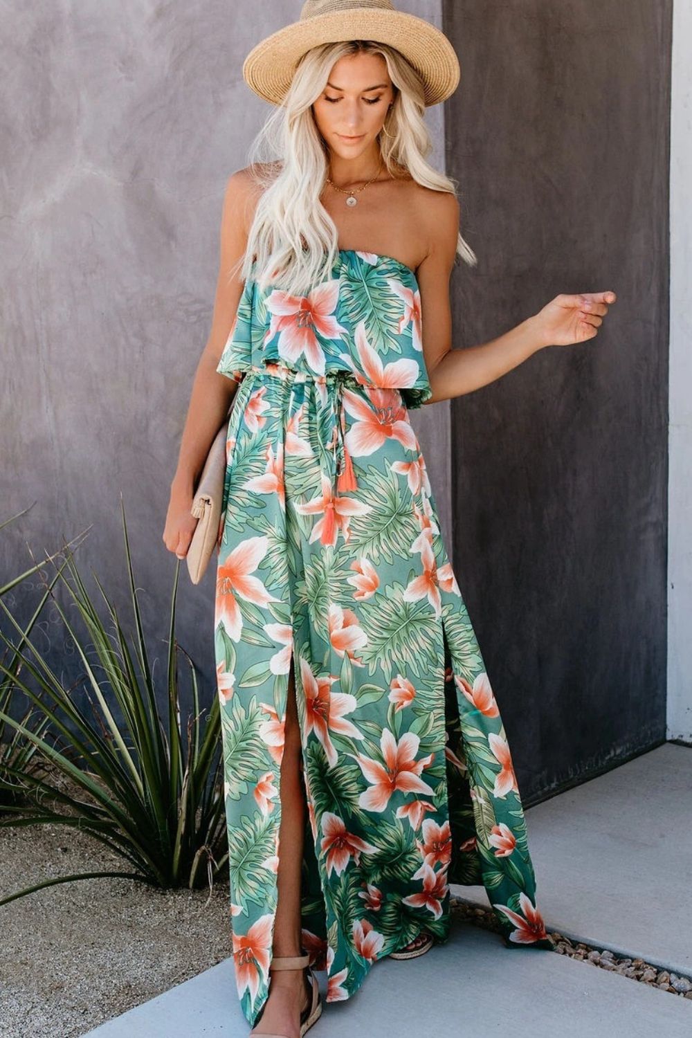 Tropical Sleeveless Tube Dress