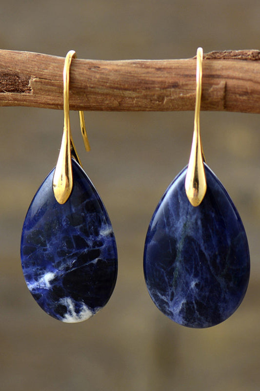 18K Gold-Plated Natural Stone Teardrop Earrings