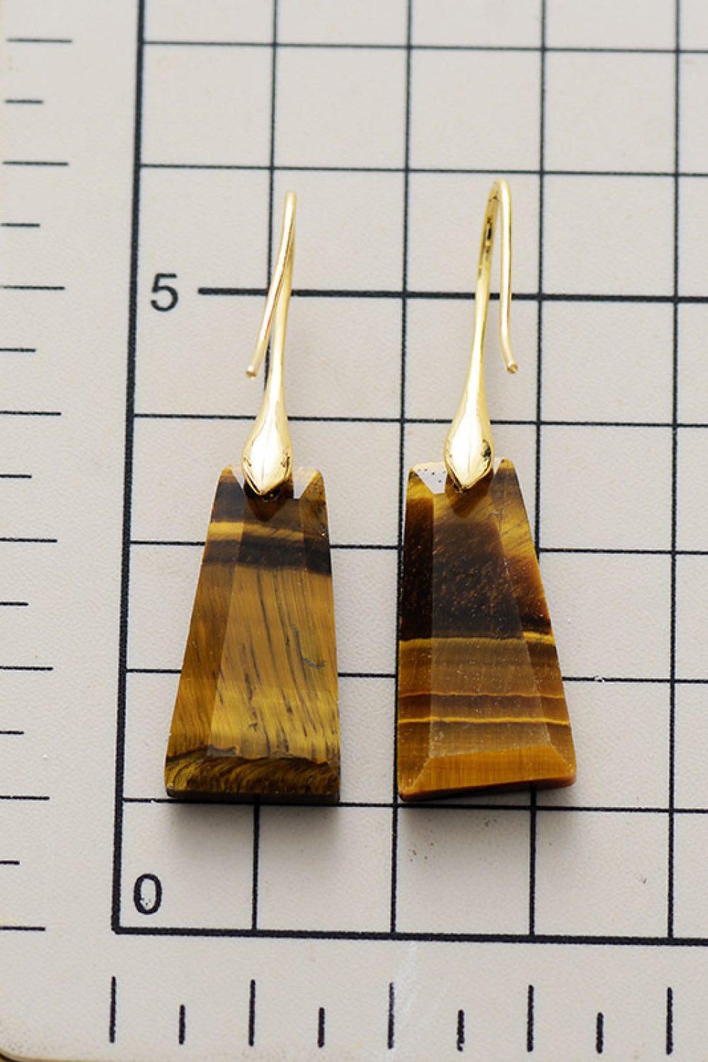 18K Gold-Plated Geometrical Shape Natural Stone Dangle Earrings