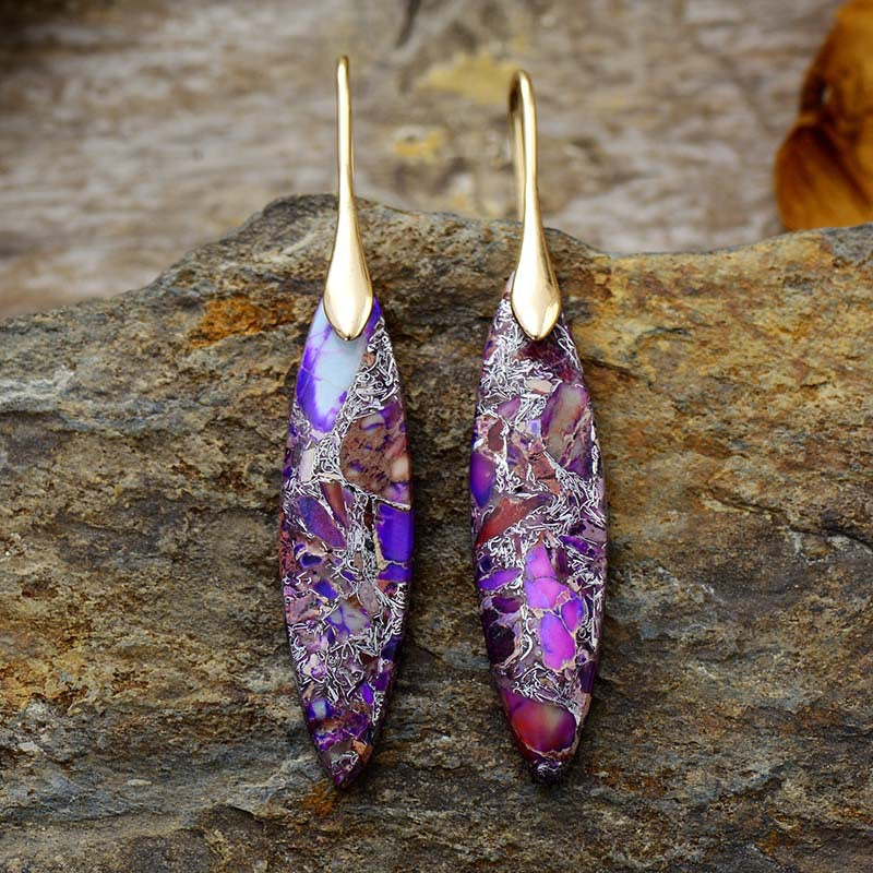 18K Gold-Plated Natural Stone Earrings